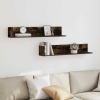 Produktbild för Vägghyllor 2 st rökfärgad ek 100x16,5x16,5 cm konstruerat trä
