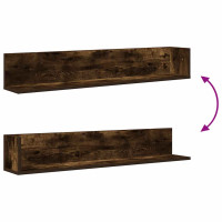Produktbild för Vägghyllor 2 st rökfärgad ek 100x16,5x16,5 cm konstruerat trä