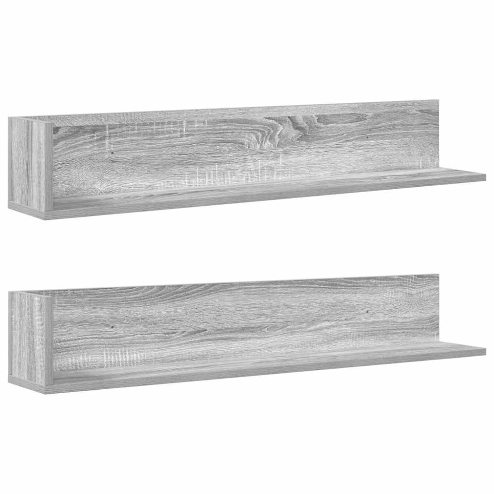 Produktbild för Vägghyllor 2 st grå sonoma 100x16,5x16,5 cm konstruerat trä