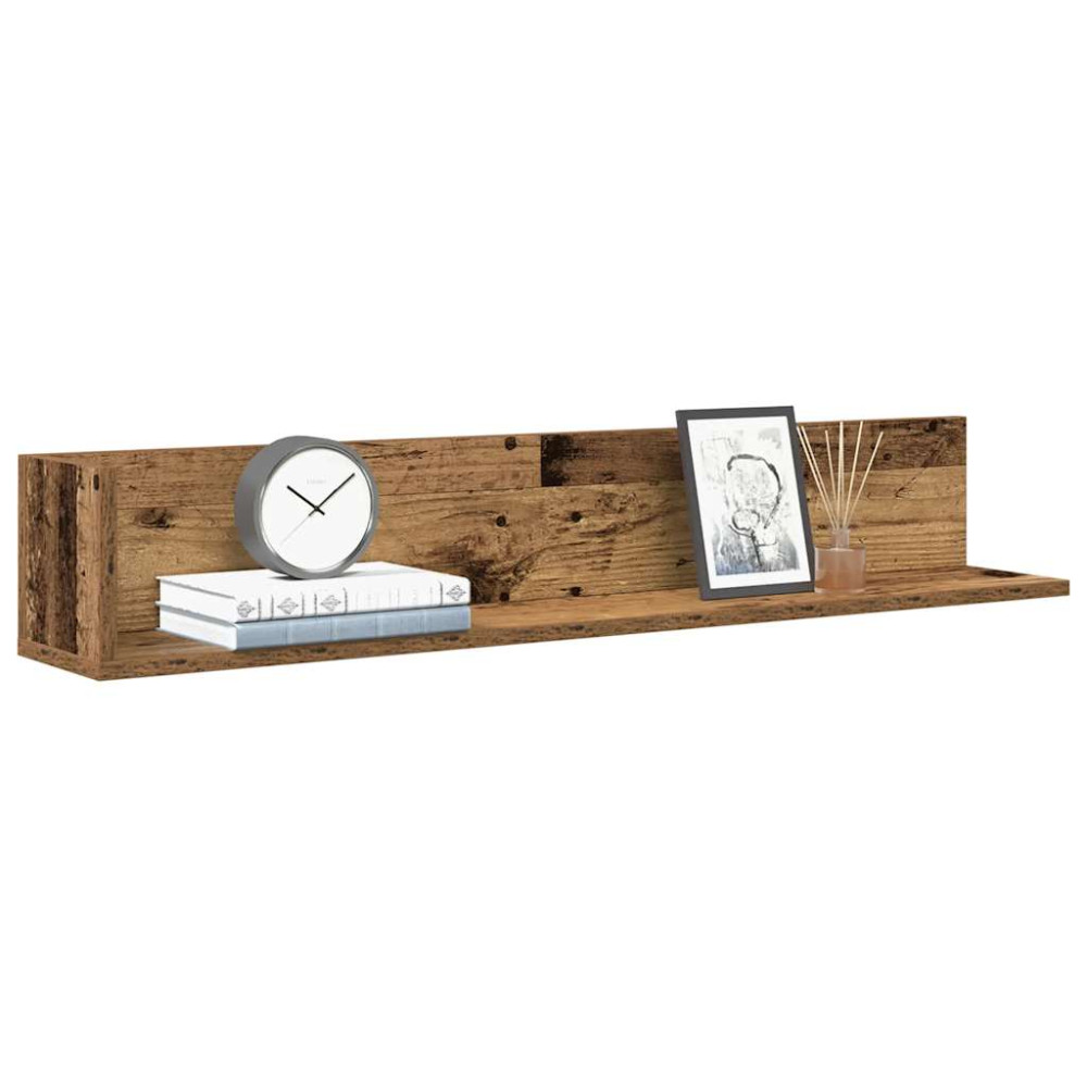 Produktbild för Vägghyllor 2 st åldrat trä 100x16,5x16,5 cm konstruerat trä