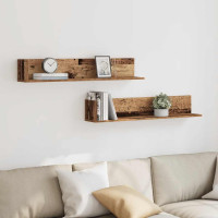 Produktbild för Vägghyllor 2 st åldrat trä 100x16,5x16,5 cm konstruerat trä