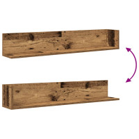 Produktbild för Vägghyllor 2 st åldrat trä 100x16,5x16,5 cm konstruerat trä