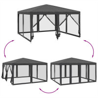 Produktbild för Partytält med 8 sidoväggar i nät 4x4 m HDPE antracit