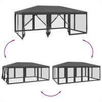 Produktbild för Partytält med 10 sidoväggar i nät 6x4 m HDPE antracit