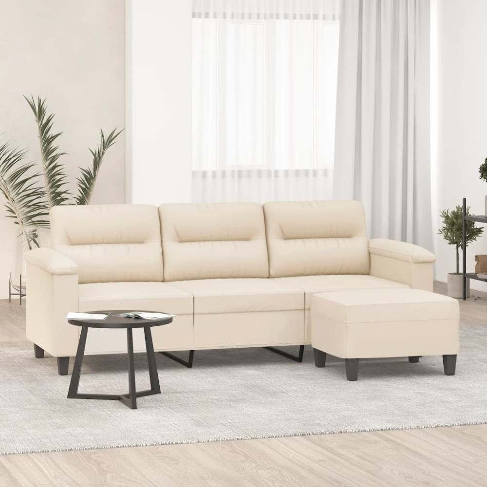 Produktbild för 3-sitssoffa beige 180 cm mikrofibertyg