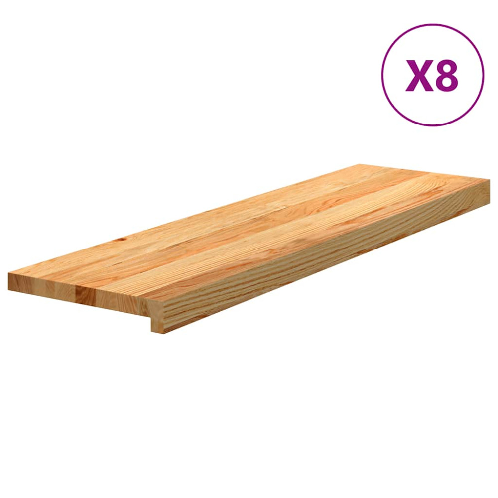 Produktbild för Trappstegsmattor 8 pcs ljusbrun 90x25x2 cm massiv ek