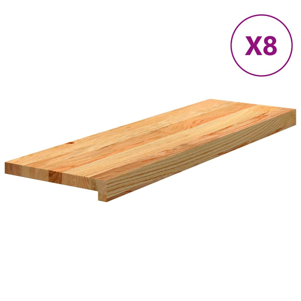 Produktbild för Trappstegsmattor 8 pcs ljusbrun 80x30x2 cm massiv ek