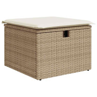 Produktbild för Matgrupp för trädgården med dynor 8 delar beige konstrotting