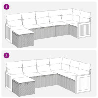 Produktbild för Matgrupp för trädgården med dynor 7 delar beige konstrotting