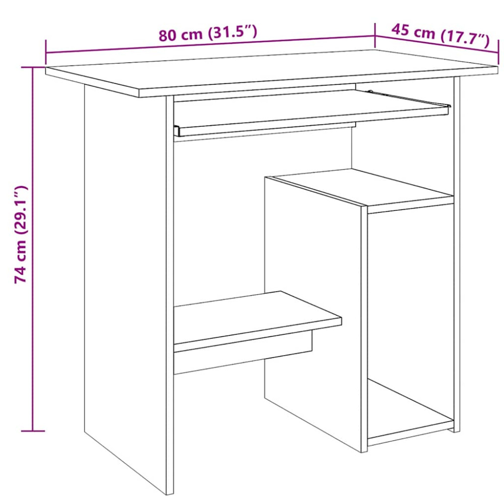 Produktbild för Skrivbord åldrat trä 80x45x74 cm konstruerat trä