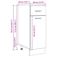 Produktbild för Underskåp med låda betonggrå 30x46x81,5 cm konstruerat trä