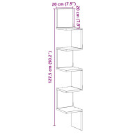 Produktbild för Vägghylla hörn åldrat trä 20x20x127,5 cm konstruerat trä