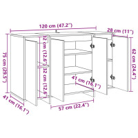 Produktbild för Skänk åldrat trä 120x41x75 cm konstruerat trä