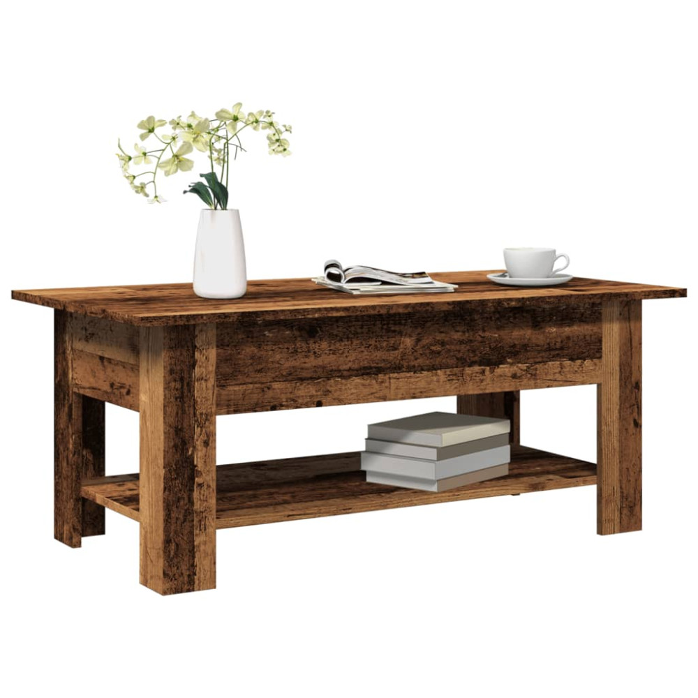 Produktbild för Soffbord åldrat trä 102x55x42 cm konstruerat trä