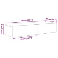 Produktbild för Vägghylla med lådor vit 100x36x19 cm konstruerat trä