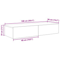 Produktbild för Vägghylla med lådor svart 100x36x19 cm konstruerat trä