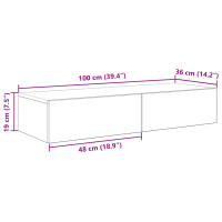 Produktbild för Vägghylla med lådor betonggrå 100x36x19 cm konstruerat trä