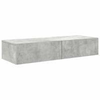 Produktbild för Vägghylla med lådor betonggrå 100x36x19 cm konstruerat trä