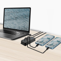 Produktbild för USB-hub 4-port med separata På/Av-knappar USB-C/USB-A in USB 3.2 Gen1