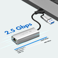 Produktbild för USB-A/USB-C -> 2,5 Gigabit Nätverksadapter RJ45