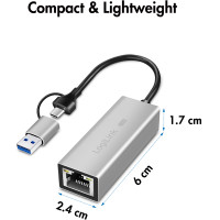 Produktbild för USB-A/USB-C -> 2,5 Gigabit Nätverksadapter RJ45