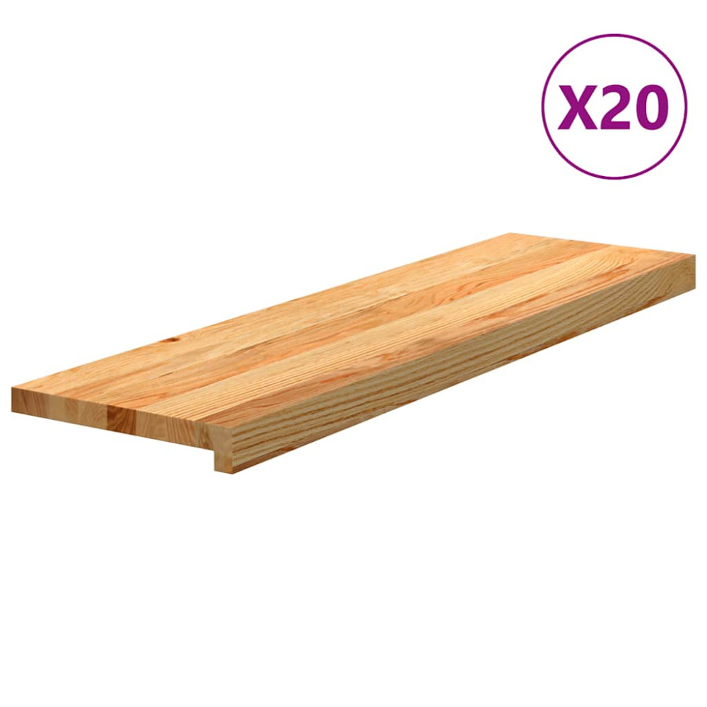 Produktbild för Trappstegsmattor 20 pcs ljusbrun 90x25x2 cm massiv ek