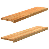 Produktbild för Trappstegsmattor 2 pcs ljusbrun 110x30x2 cm massiv ek