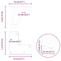 Produktbild för Hårnålsformade bordsben 4 st svart 10 cm massivt stål