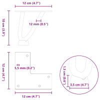 Produktbild för Hårnålsformade bordsben 4 st vit 10 cm massivt stål