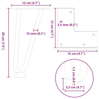 Produktbild för Hårnålsformade bordsben 4 st svart 20 cm massivt stål