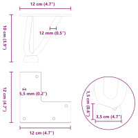 Produktbild för Hårnålsformade bordsben 4 st vit 10 cm massivt stål