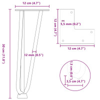 Produktbild för Hårnålsformade bordsben 4 st svart 30 cm massivt stål