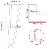 Produktbild för Hårnålsformade bordsben 4 st vit 30 cm massivt stål