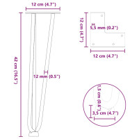 Produktbild för Hårnålsformade bordsben 4 st vit 42 cm massivt stål