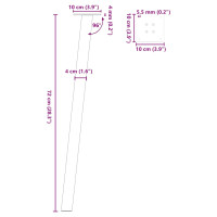 Produktbild för Soffbordsben 4 st antracit 72 cm stål