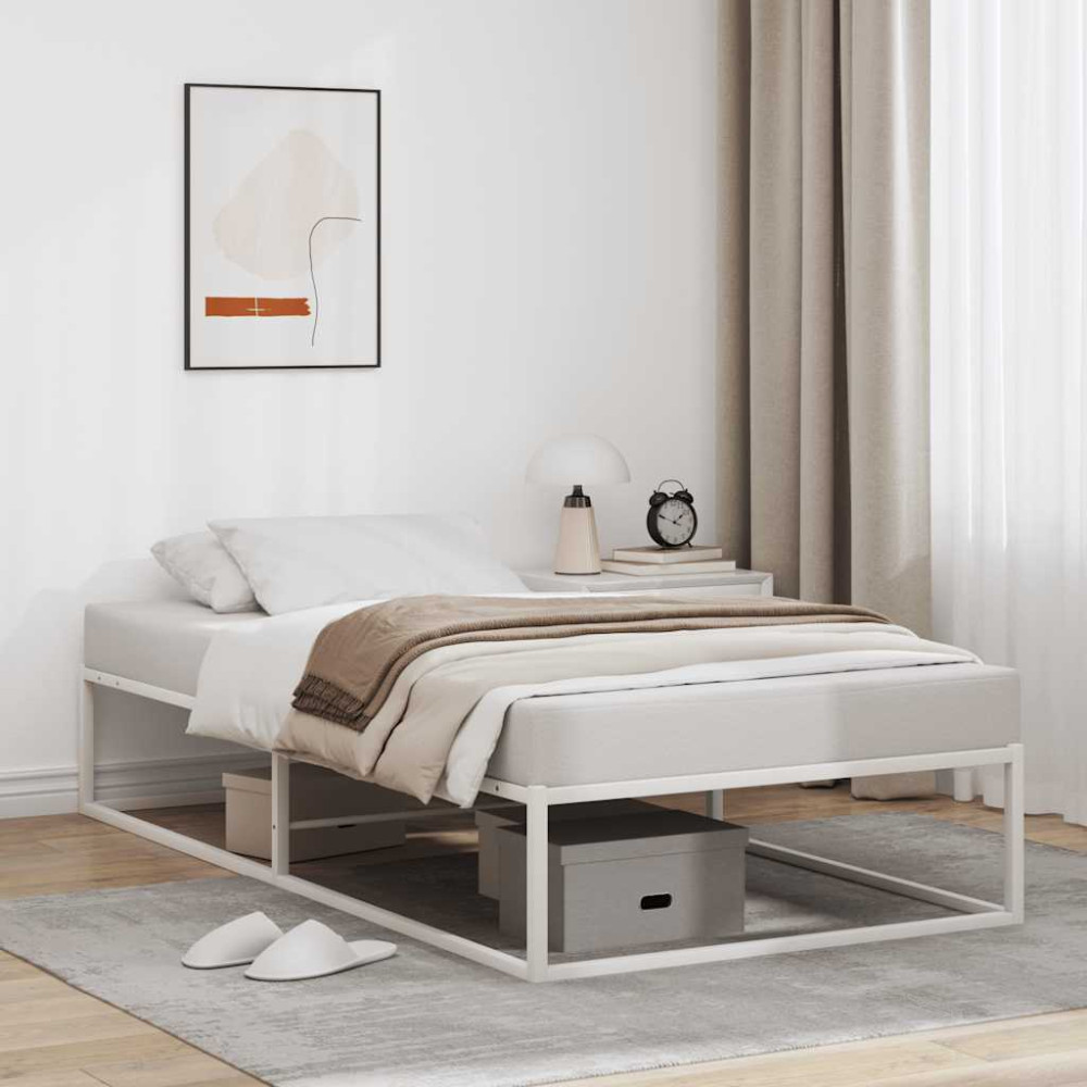Produktbild för Sängram utan madrass vit 100x200 cm metall