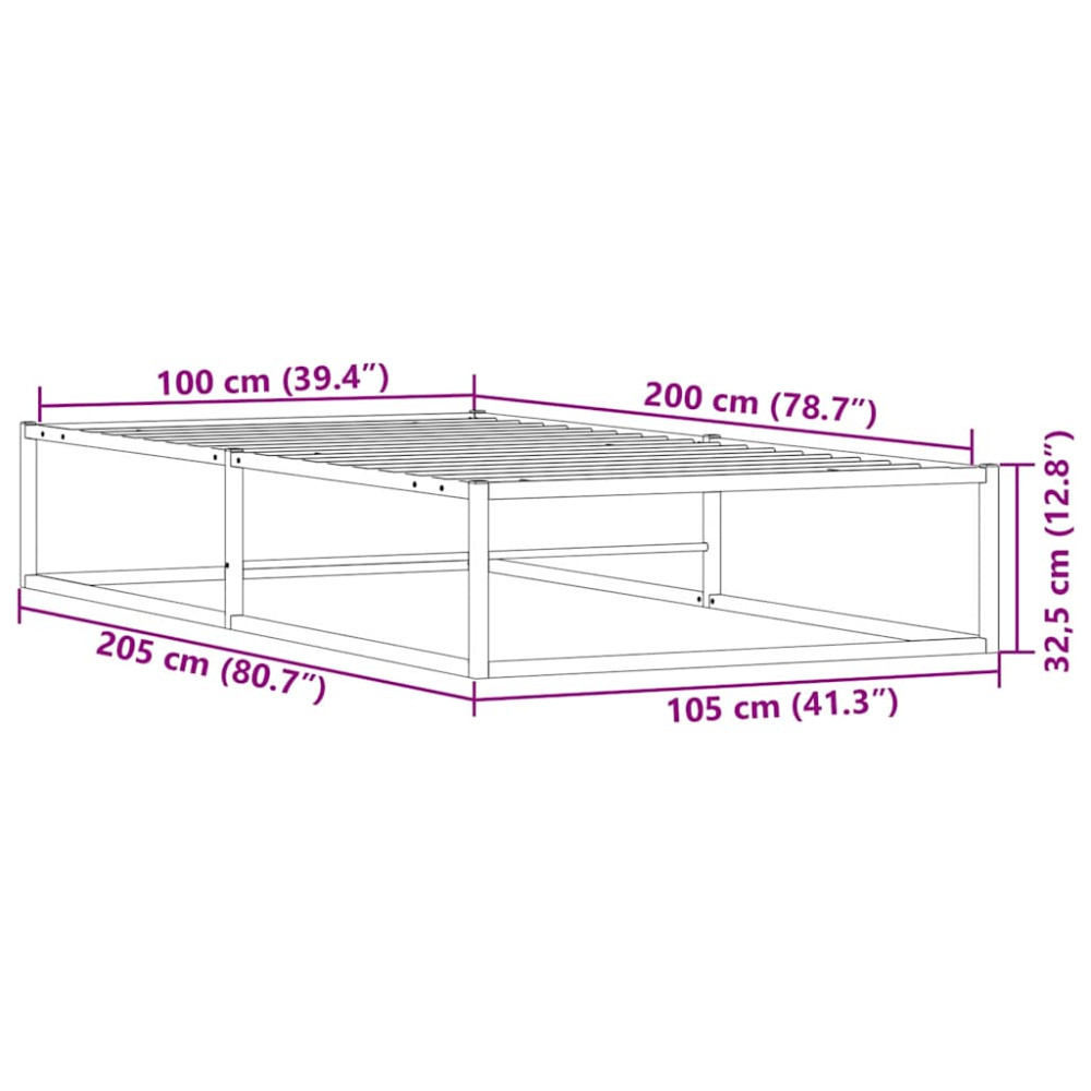 Produktbild för Sängram utan madrass vit 100x200 cm metall