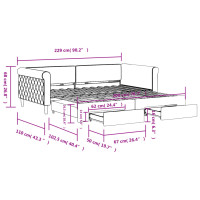 Produktbild för Dagbädd utdragbar med lådor mörkgrå 100x200 cm sammet