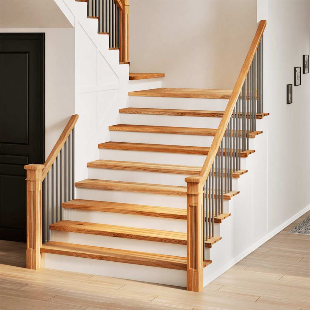 Produktbild för Trappstegsmattor 12 pcs ljusbrun 120x30x2 cm massiv ek