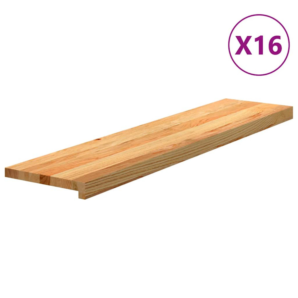Produktbild för Trappstegsmattor 16 pcs ljusbrun 110x25x2 cm massiv ek