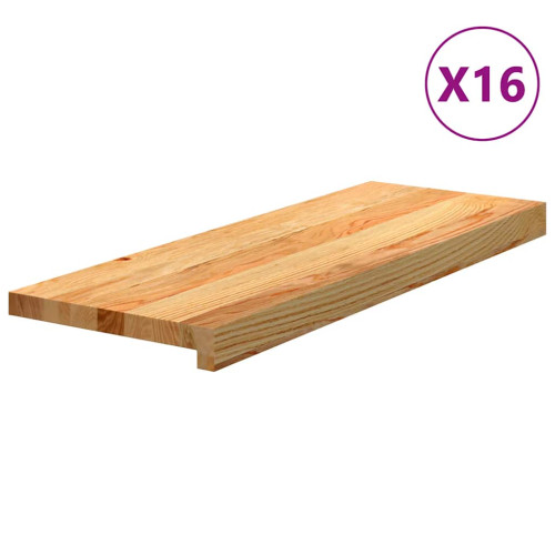 vidaXL Trappstegsmattor 16 pcs ljusbrun 70x30x2 cm massiv ek - Mattor