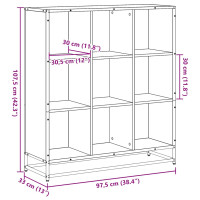 Produktbild för Bokhylla svart 97,5x33x107,5 cm konstruerat trä och metall