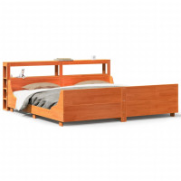 Produktbild för Sängram utan madrass vaxbrun 180x200 cm massiv furu