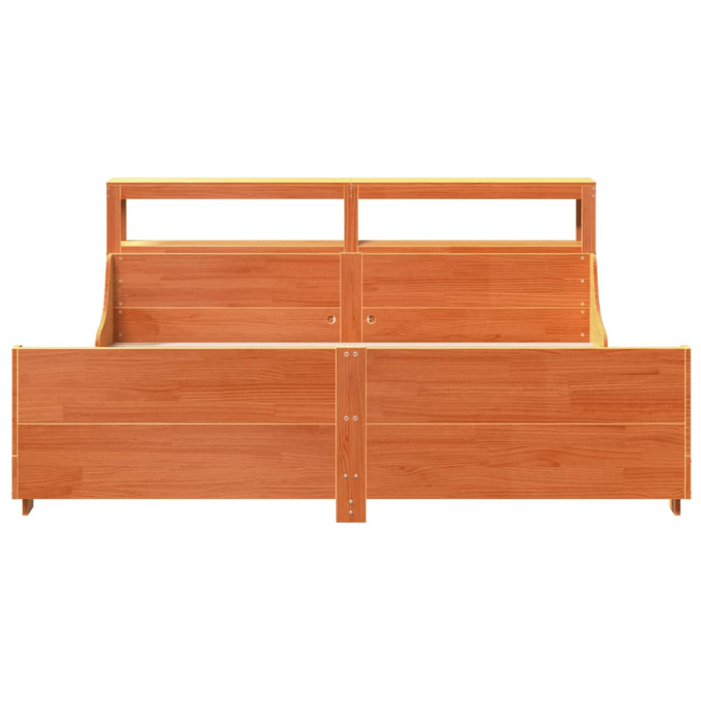 Produktbild för Sängram utan madrass vaxbrun 180x200 cm massiv furu