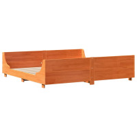 Produktbild för Sängram utan madrass vaxbrun 180x200 cm massiv furu