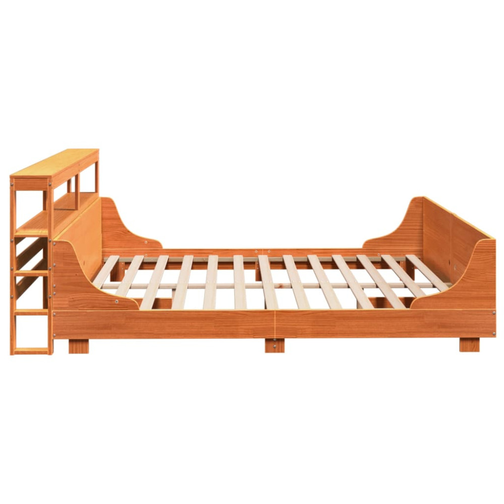 Produktbild för Sängram utan madrass vaxbrun 180x200 cm massiv furu