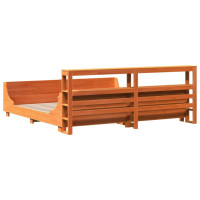 Produktbild för Sängram utan madrass vaxbrun 180x200 cm massiv furu