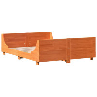 Produktbild för Sängram utan madrass vaxbrun 160x200 cm massiv furu