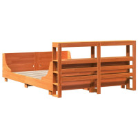 Produktbild för Sängram utan madrass vaxbrun 160x200 cm massiv furu