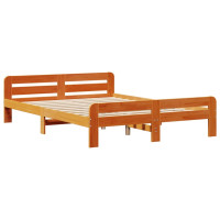 Produktbild för Säng med bokhylla utan madrass vaxbrun 160x200cm massiv furu